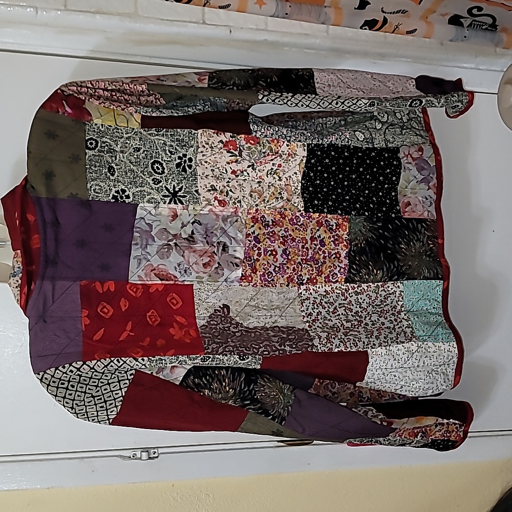 Patchwork Jacket Small Quilted Design All Over Fl… - image 3